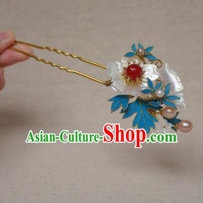 Chinese Qing Dynasty Palace Shell Butterfly Hairpins Hair Accessories Ancient Handmade Hanfu Hair Clip for Women