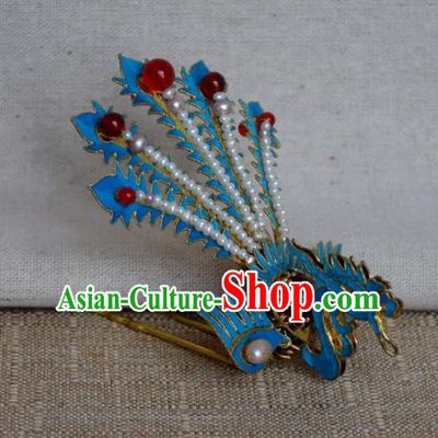 Chinese Qing Dynasty Agate Phoenix Hairpins Hair Accessories Ancient Handmade Hanfu Hair Clip for Women