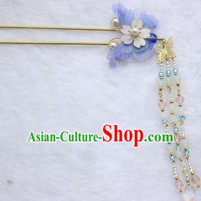 Chinese Ancient Hair Accessories Hanfu Butterfly Step Shake Handmade Hairpins for Women