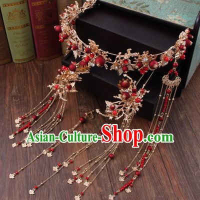Chinese Ancient Bride Hair Accessories Classical Hair Clasp Hanfu Handmade Hairpins for Women