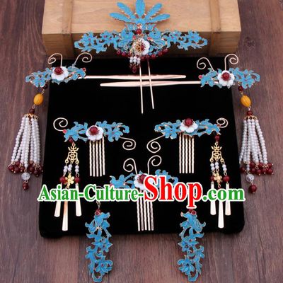 Chinese Ancient Bride Hair Accessories XiuHe Suit Hair Clips Hanfu Handmade Hairpins for Women