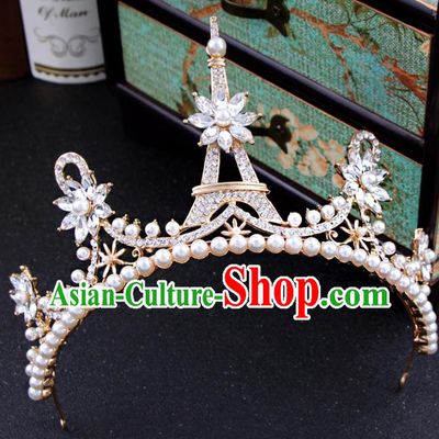 Top Grade Bride Hair Accessories Wedding Golden Royal Crown for Women