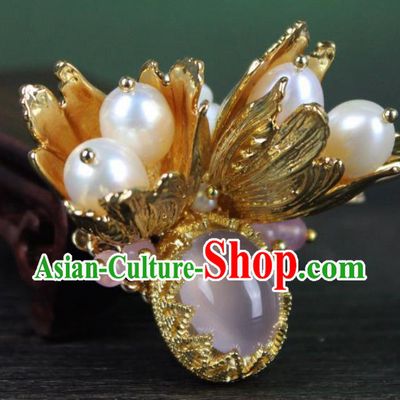 Chinese Ancient Handmade Palace Hanfu Hairpins Hair Accessories Pearls Hair Claw for Women