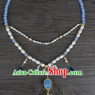 Top Grade Chinese Handmade Jewelry Accessories Hanfu Chalcedony Necklace for Women