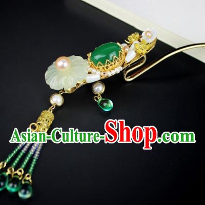 Chinese Ancient Handmade Hanfu Jade Hair Clip Hairpins Hair Accessories for Women