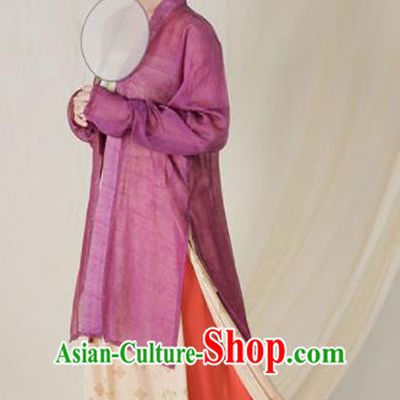 Top Grade Chinese Ancient Song Dynasty Young Lady Hanfu Dress Purple Clothing for Women