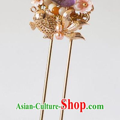 Chinese Ancient Handmade Hanfu Goldfish Hairpins Hair Accessories for Women