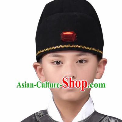 Traditional Chinese Ancient Scholar Hat Han Dynasty Headwear for Kids