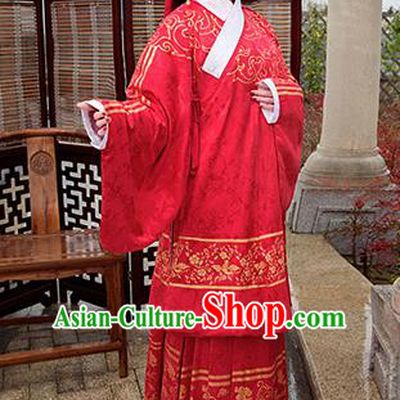 Traditional Chinese Ancient Ming Dynasty Palace Princess Costumes Red Cloak and Skirt for Women