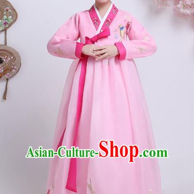 Asian Korean Traditional Costumes Korean Hanbok Pink Blouse and Skirt for Kids