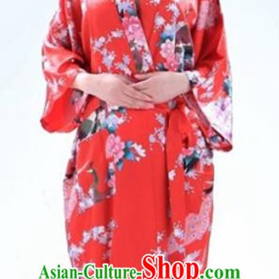 Traditional Japanese Costumes Asian Japan Kimono Red Yukata for Women
