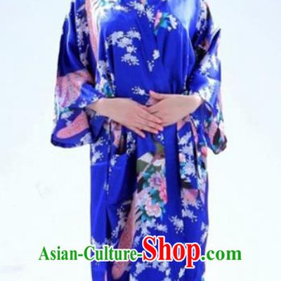 Traditional Japanese Costumes Asian Japan Kimono Royalblue Yukata for Women