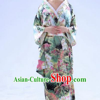 Traditional Japanese Costumes Asian Japan Kimono Printing Lotus Yukata for Women