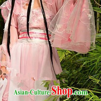 Chinese Ancient Cosplay Peri Pink Hanfu Dress Traditional Tang Dynasty Swordswoman Costume for Women