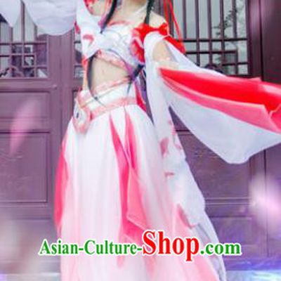 Chinese Ancient Cosplay Peri Princess Red Hanfu Dress Traditional Tang Dynasty Swordswoman Costume for Women
