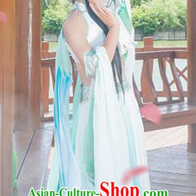Chinese Ancient Cosplay Peri Princess Green Hanfu Dress Traditional Tang Dynasty Swordswoman Costume for Women