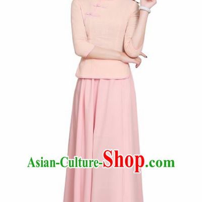 Chinese Ancient Bridesmaid Costumes Traditional Embroidered Champagne Qipao Blouse and Skirt for Women