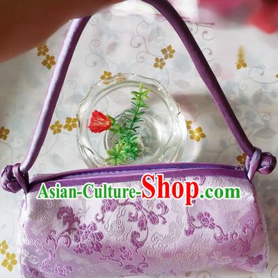 Traditional Chinese Brocade Bag Purple Silk Handbag for Women