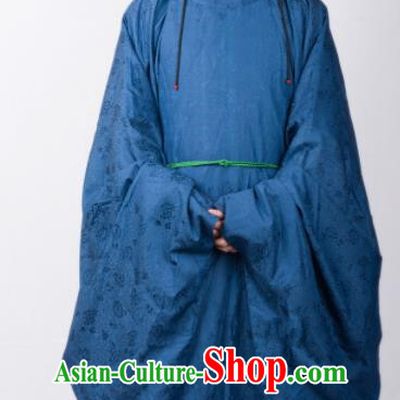 Chinese Ancient Swordsman Blue Robe Traditional Ming Dynasty Imperial Bodyguard Costumes for Men