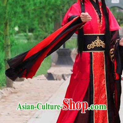Chinese Ancient Swordsman Red Hanfu Han Dynasty Royal Highness Wedding Costume for Men