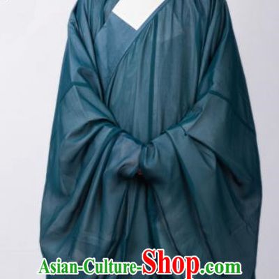 Chinese Ancient Scholar Green Robe Traditional Ming Dynasty Taoist Priest Costumes for Men