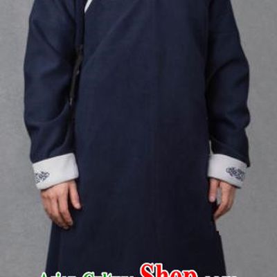 Chinese Ancient Imperial Guards Navy Robe Traditional Ming Dynasty Swordsman Costume for Men