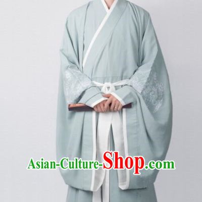 Chinese Ancient Minister Green Clothing Traditional Han Dynasty Chancellor Costume for Men