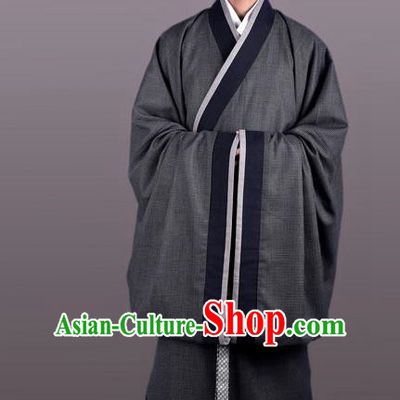 Chinese Ancient Traditional Han Dynasty Scholar Costume Curving-Front Robe for Men