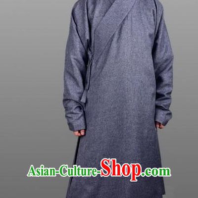 Chinese Ancient Traditional Ming Dynasty Swordsman Costumes Grey Robe for Men