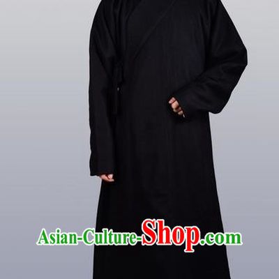 Chinese Ancient Traditional Ming Dynasty Swordsman Costumes Black Robe for Men