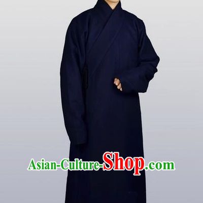Chinese Ancient Traditional Ming Dynasty Swordsman Costumes Navy Robe for Men