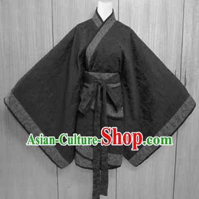 Traditional Chinese Han Dynasty Costume Ancient Princess Black Curving-Front Robe for Women