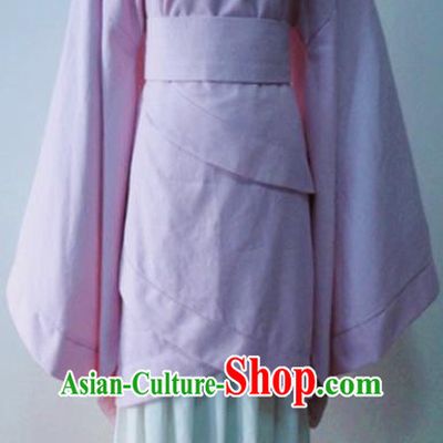 Traditional Chinese Han Dynasty Costume Ancient Princess Pink Curving-Front Robe for Women