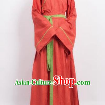 Traditional Chinese Song Dynasty Young Lady Costume Ancient Red Hanfu Dress for Women