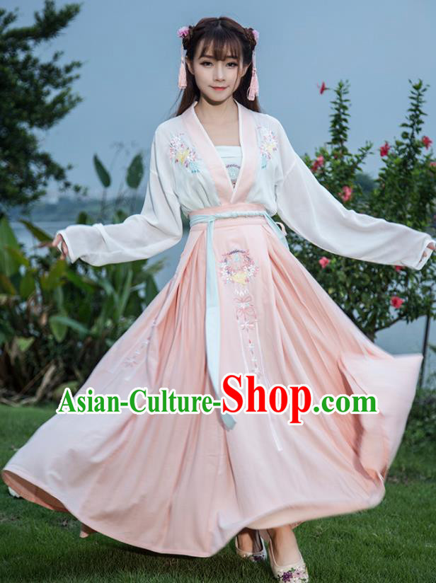 Chinese Ancient Palace Lady Hanfu Han Dynasty Imperial Concubine Queen Embroidered Historical Costumes