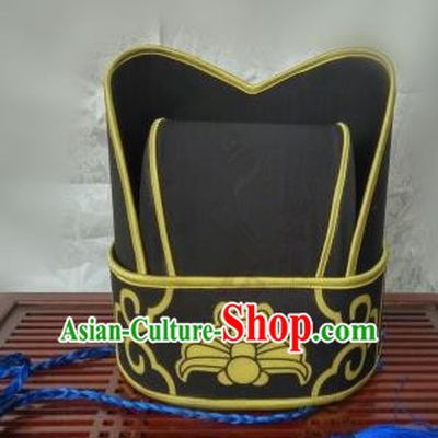 Traditional Chinese Ancient Minister Black Hat Ming Dynasty Official Headwear for Men