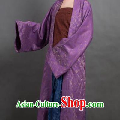 Traditional Chinese Song Dynasty Countess Purple BeiZi Costume Ancient Hanfu Dress for Rich Women