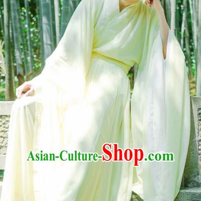 Chinese Ancient Traditional Jin Dynasty Yellow Wide Sleeve Cloak Scholar Swordsman Costumes for Men