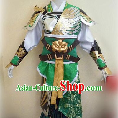 Asian Chinese Cosplay Military Officers Green Customized Costume Ancient Swordsman Clothing for Men