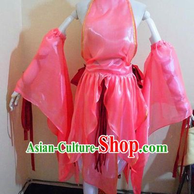 Asian Chinese Cosplay Female Swordsman Costume Ancient Young Lady Knight Pink Dress for Women