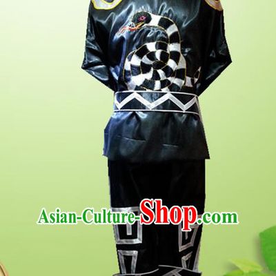 Traditional Chinese Beijing Opera Takefu Costume Drum Dance Black Clothing for Men