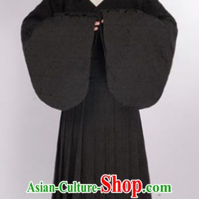 Chinese Traditional Ming Dynasty Scholar Costumes Ancient Minister Black Robe for Men