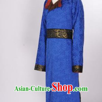 Chinese Traditional Tang Dynasty Imperial Bodyguard Costumes Ancient Minister Blue Robe for Men