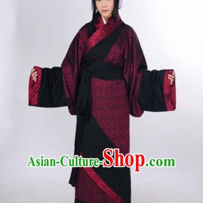 Traditional Chinese Han Dynasty Marquise Costume Ancient Palace Lady Curving-Front Robe for Women