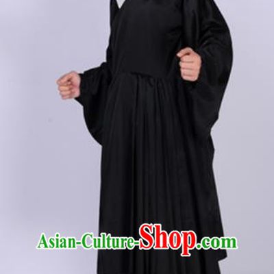 Chinese Traditional Ming Dynasty Scholar Costumes Ancient Swordsman Black Robe for Men