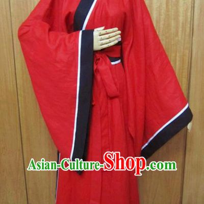 Chinese Traditional Han Dynasty Scholar Costumes Ancient Swordsman Red Robe for Men