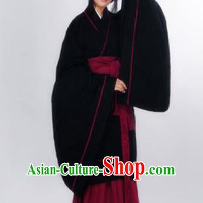 Traditional Chinese Han Dynasty Marquise Costume Ancient Palace Lady Black Curving-Front Robe for Women