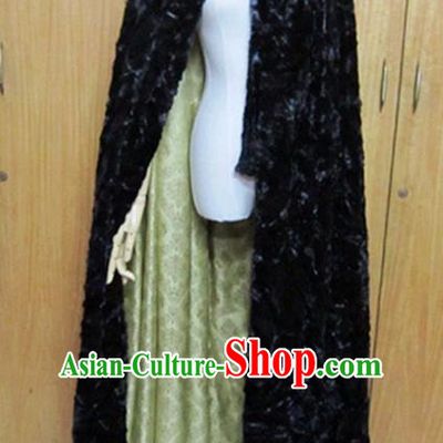 Traditional Chinese Ming Dynasty Black Cloak Ancient Swordsman Costume for Women