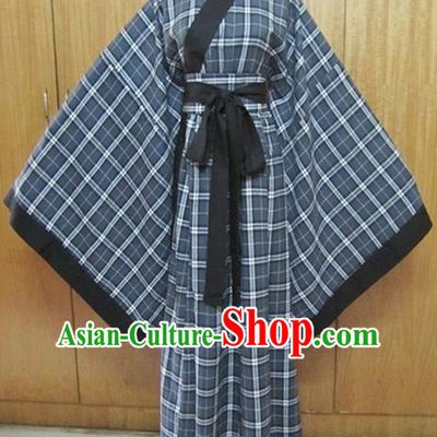 Chinese Traditional Han Dynasty Scholar Costumes Ancient Swordsman Grey Robe for Men