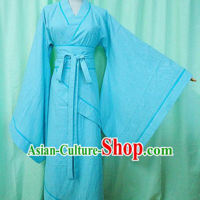 Traditional Chinese Han Dynasty Imperial Consort Blue Hanfu Dress Ancient Princess Costume for Women